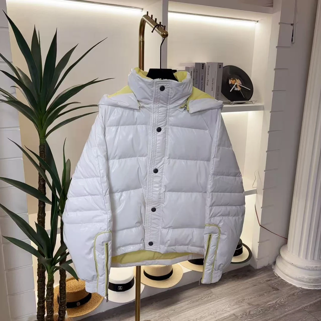 ff3252保暖宽松型短款拼接长袖棉服棉衣百搭带帽蓝色外套