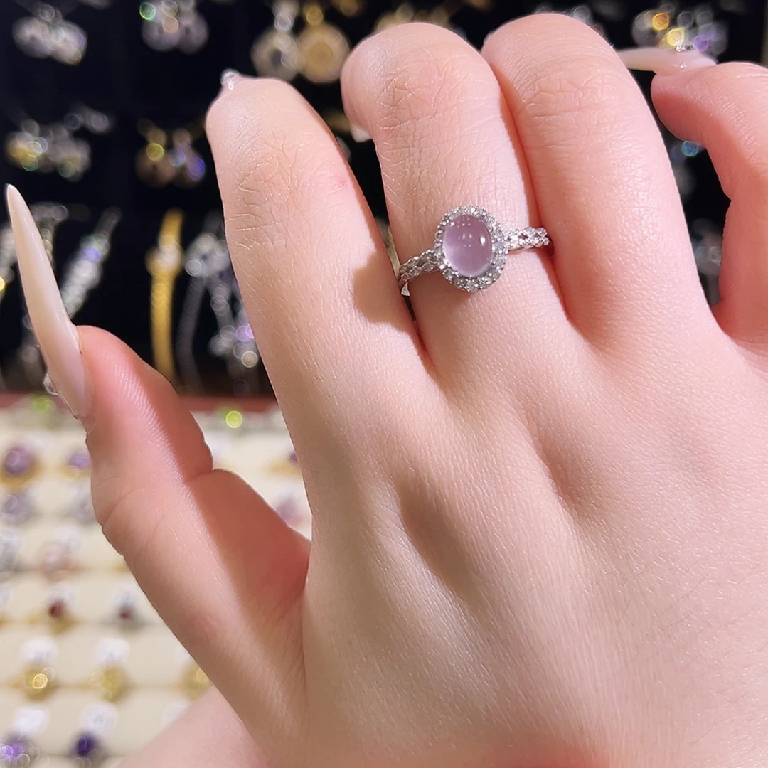 韩****戒指银S925镶嵌萤石