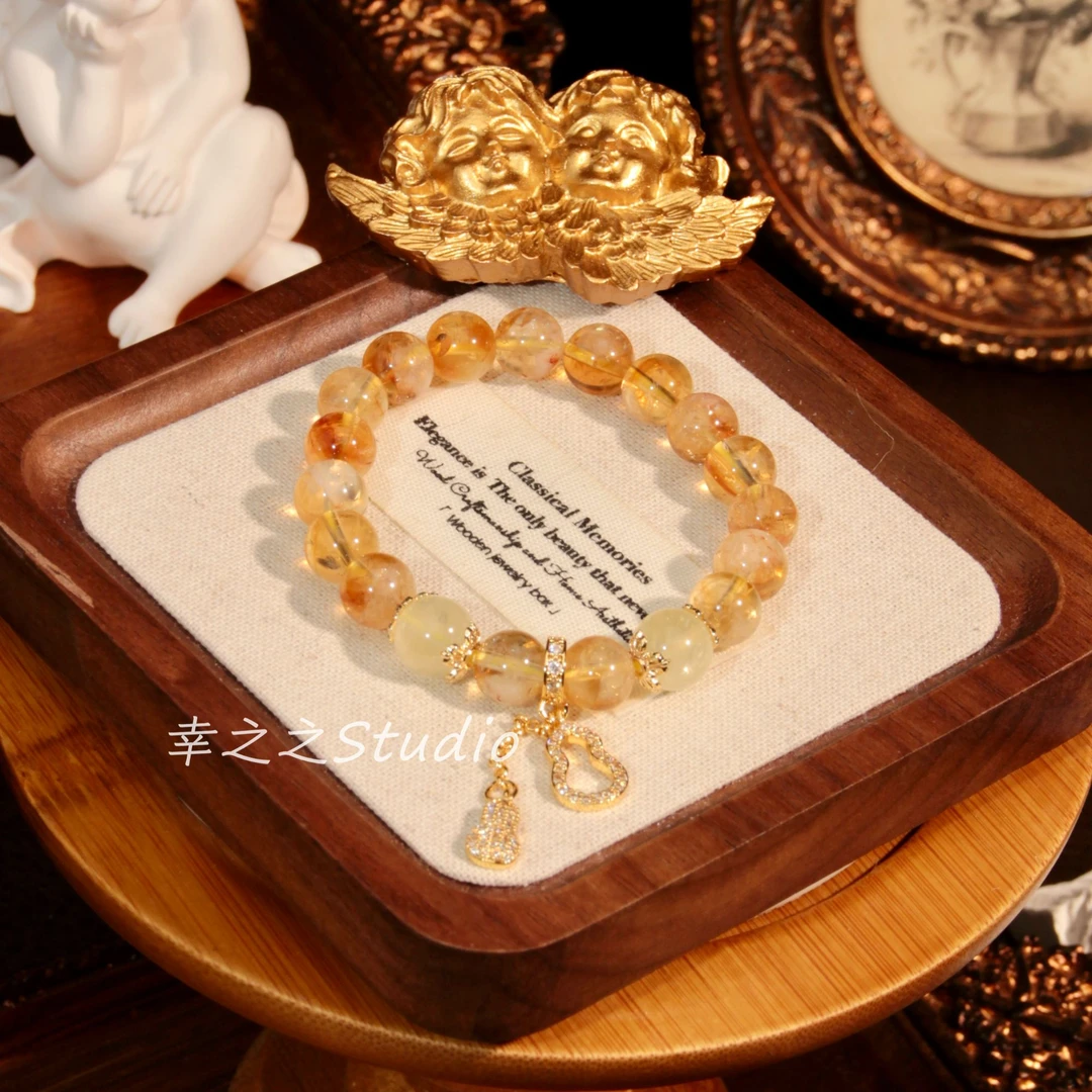 s1069【金不换】天然黄塔晶手串葫芦吊坠精致百搭手链 多样性发其一