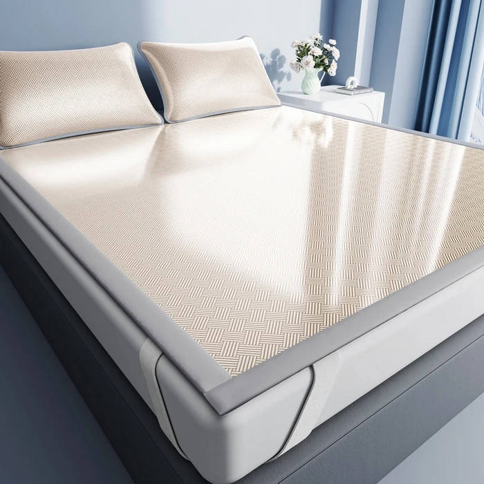 爱思凯 2025凉感丝高密森冰丝席凉席席子床席款 森-方格纹咖夏凉