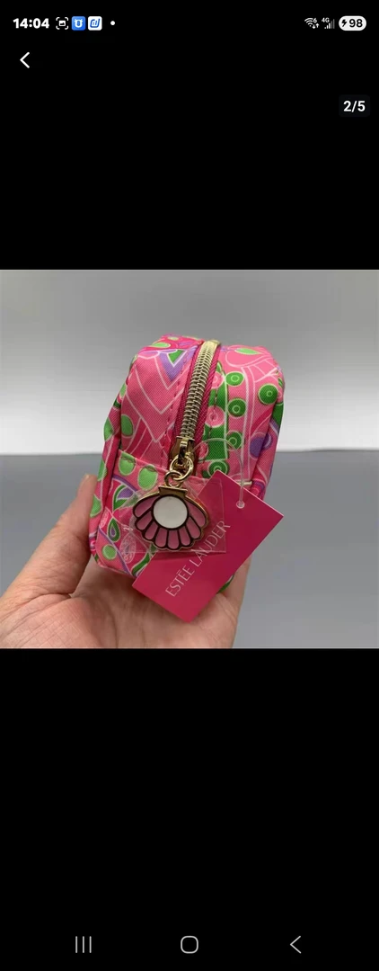 收纳粉嫩少女心化妆包条纹植物花卉花色拼色手拿包