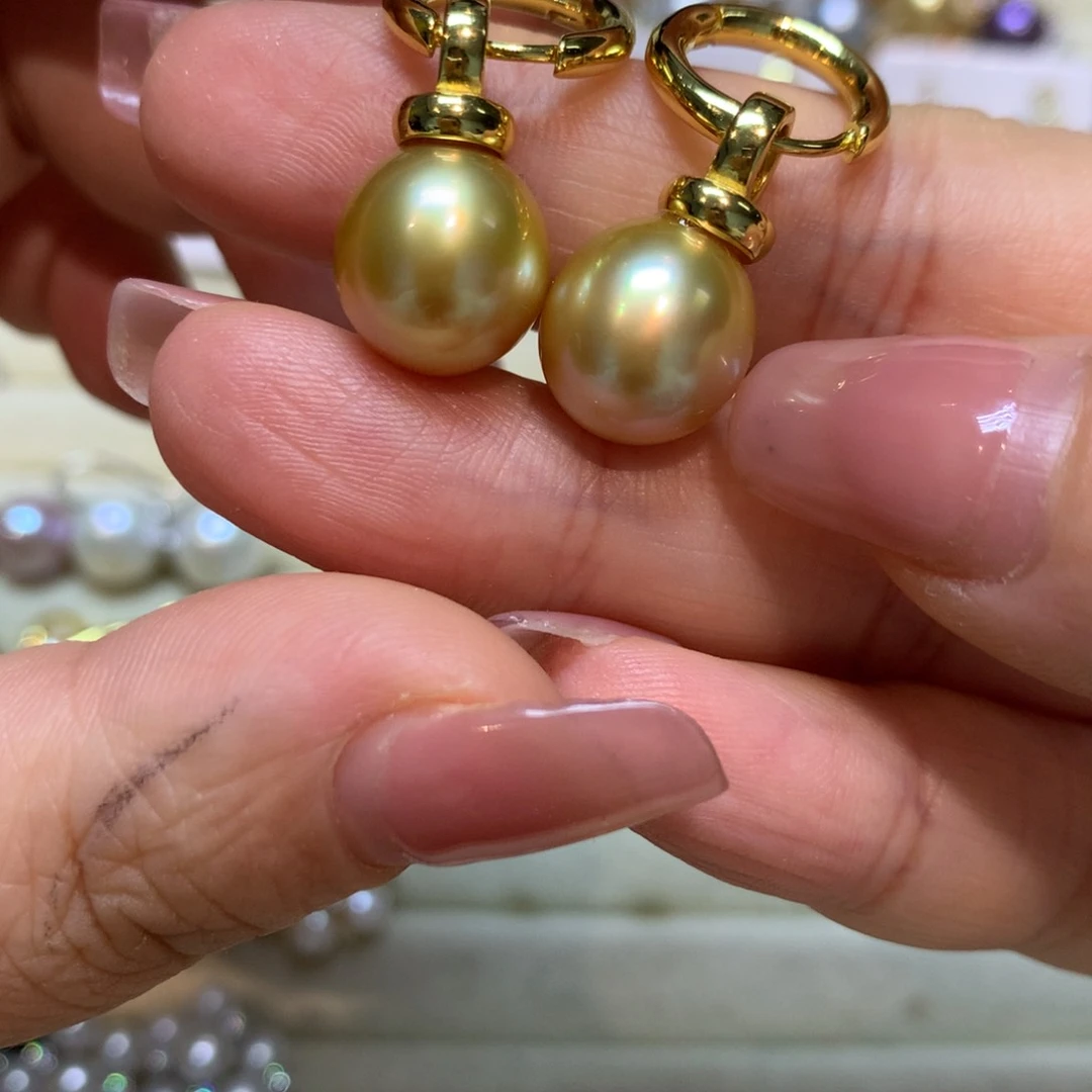 海水珍珠耳饰银S925镶嵌