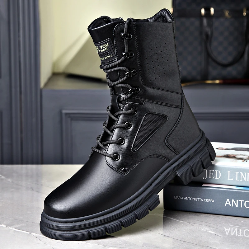 路易圣戈希男士秋季马丁靴厚底高筒潮流百搭休闲骑士靴切尔西靴