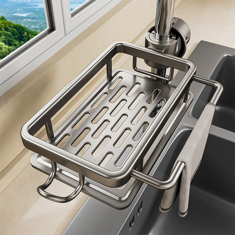 厨房水龙头置物架水槽用品神器洗碗池沥水篮钢丝球海绵抹布收纳架