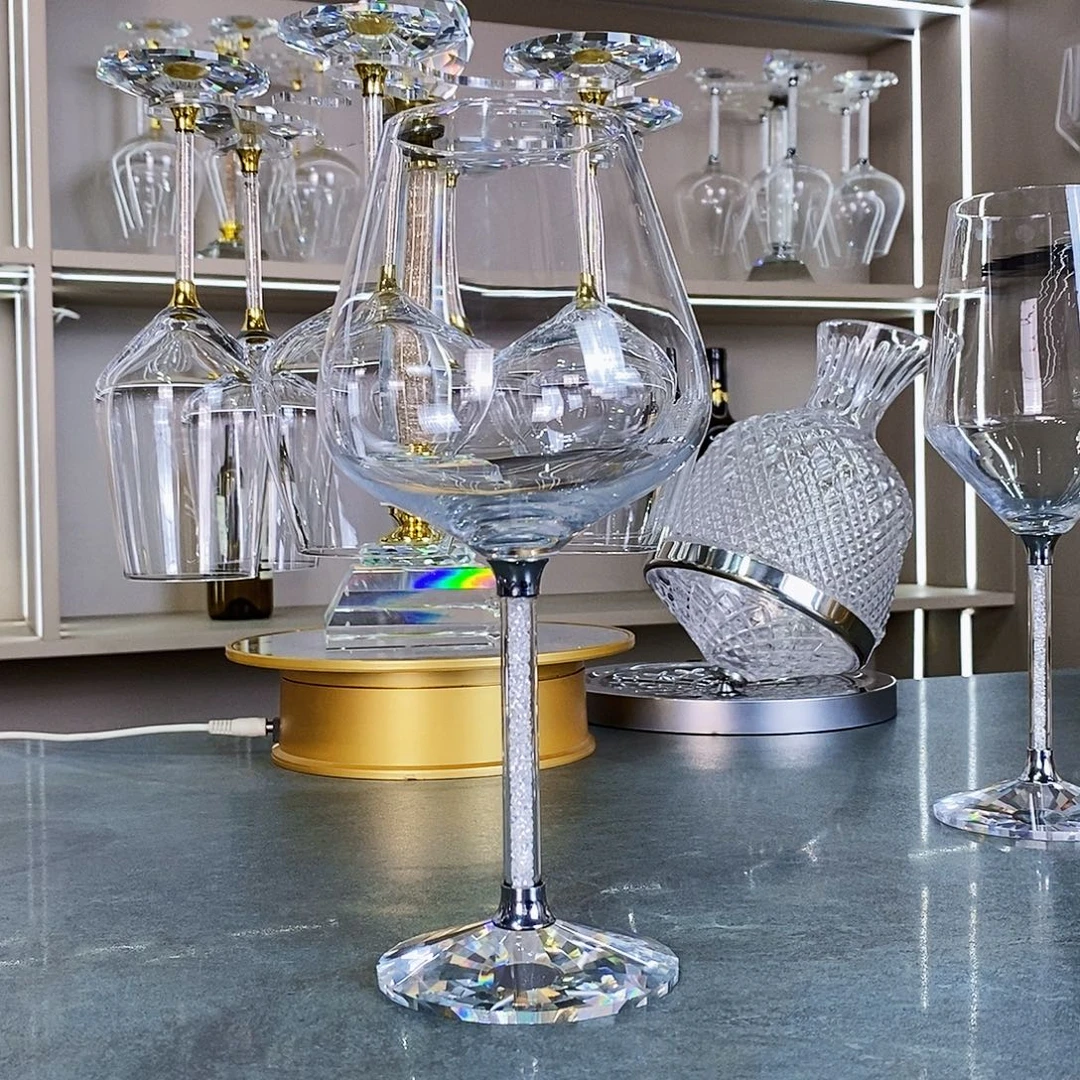 水晶玻璃手柄款银钻550红酒杯1支