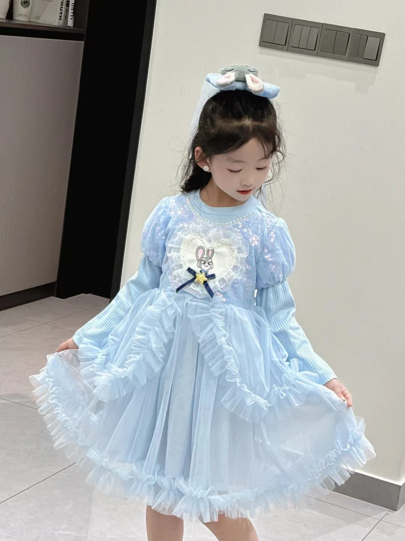 女童连衣裙长袖春款朱迪警官小公主洋气裙子