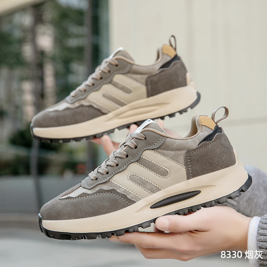 【爆款推举】2025迷彩网面皮面时尚轻便百搭软底防滑耐磨男鞋