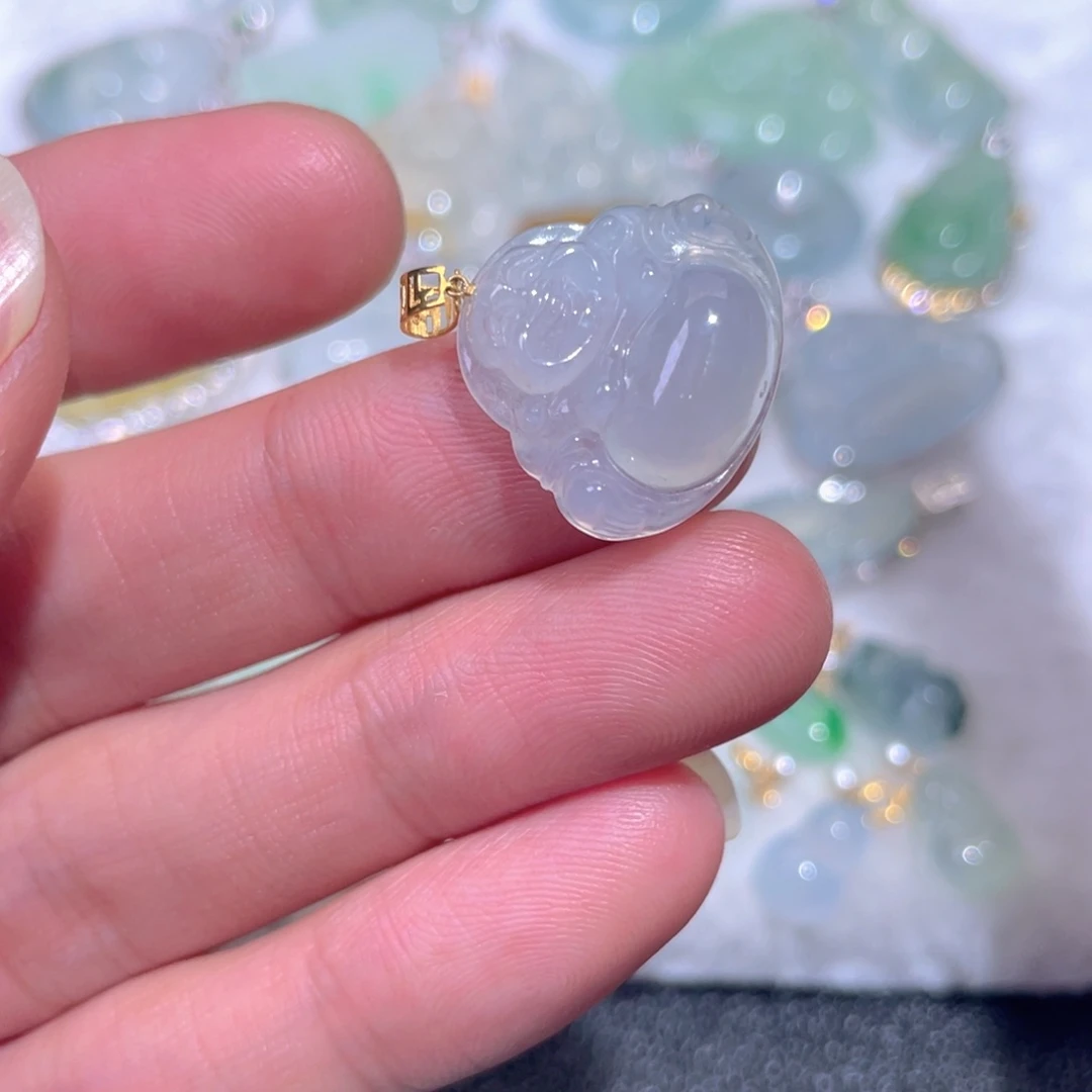 颈饰18K金镶嵌翡翠翡翠