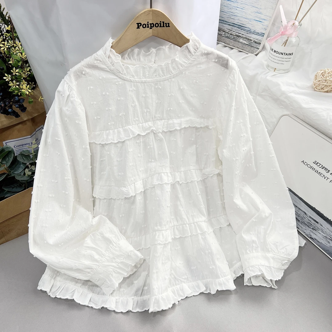 泡泡噜童装儿童白色蛋糕长袖T恤内搭棉