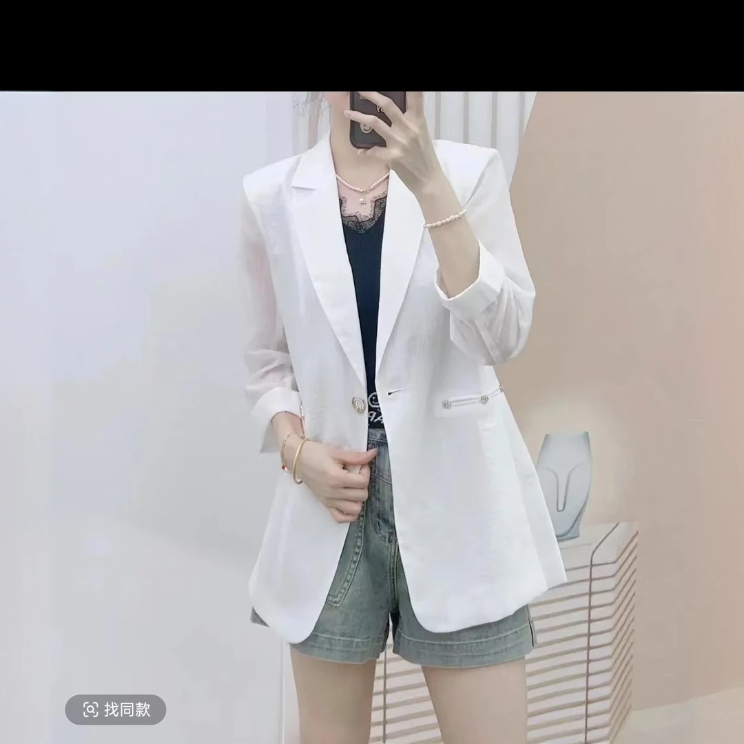 W225韩板西装外套纯色翻领薄款小西装外套