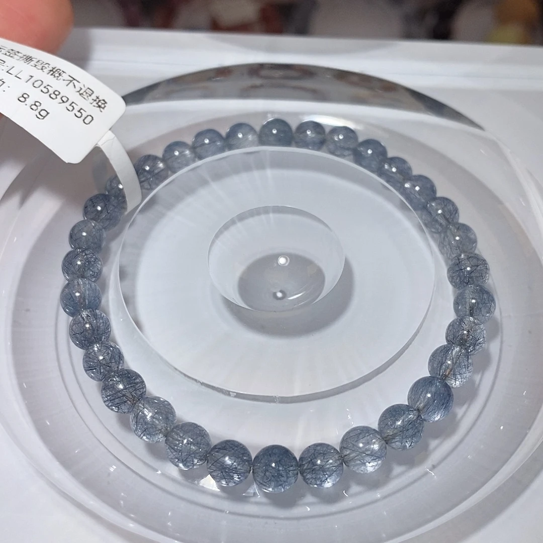 未镶嵌水晶手链F蓝兔毛5.7