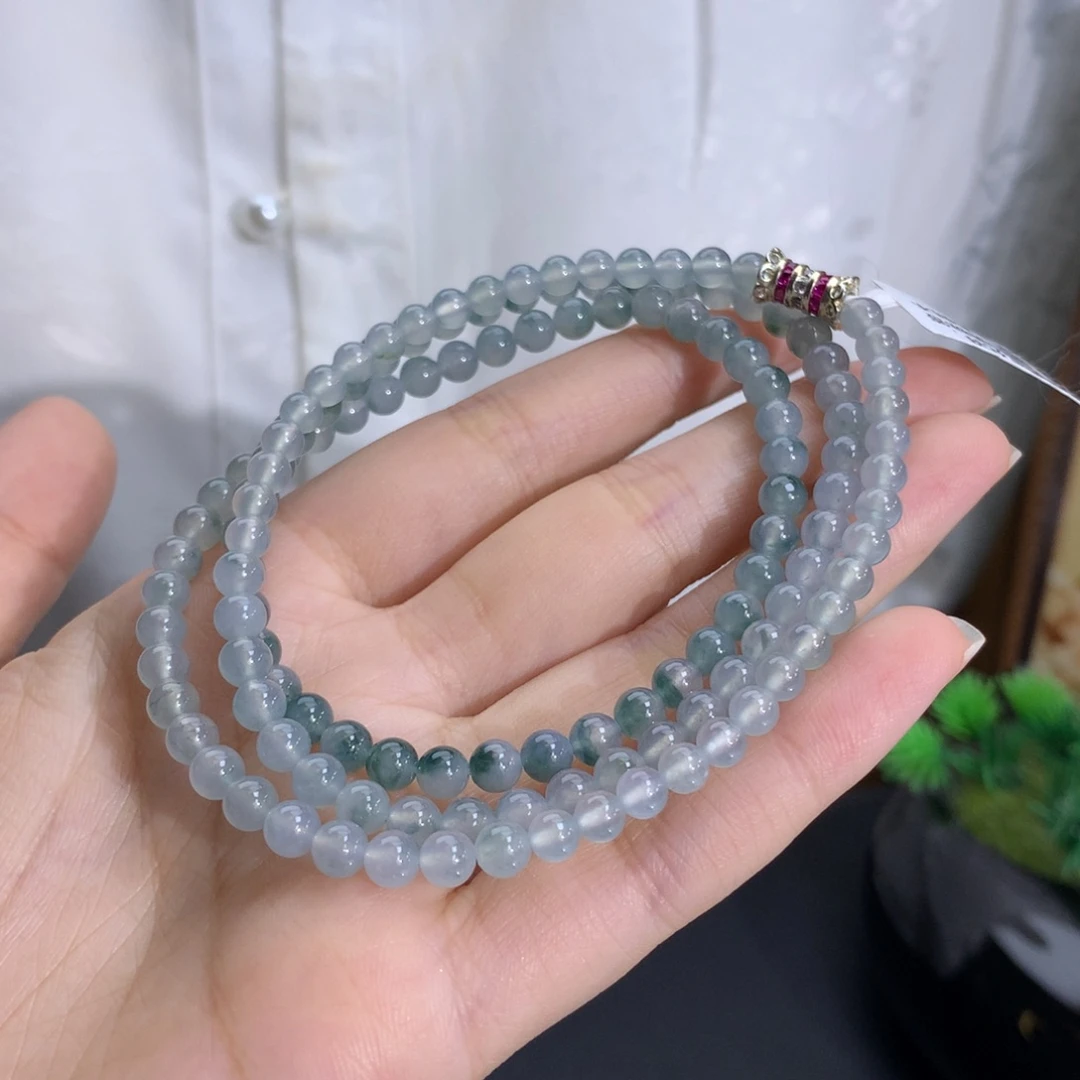 未镶嵌手串翡翠卡4.9冰胶蓝底飘蓝花