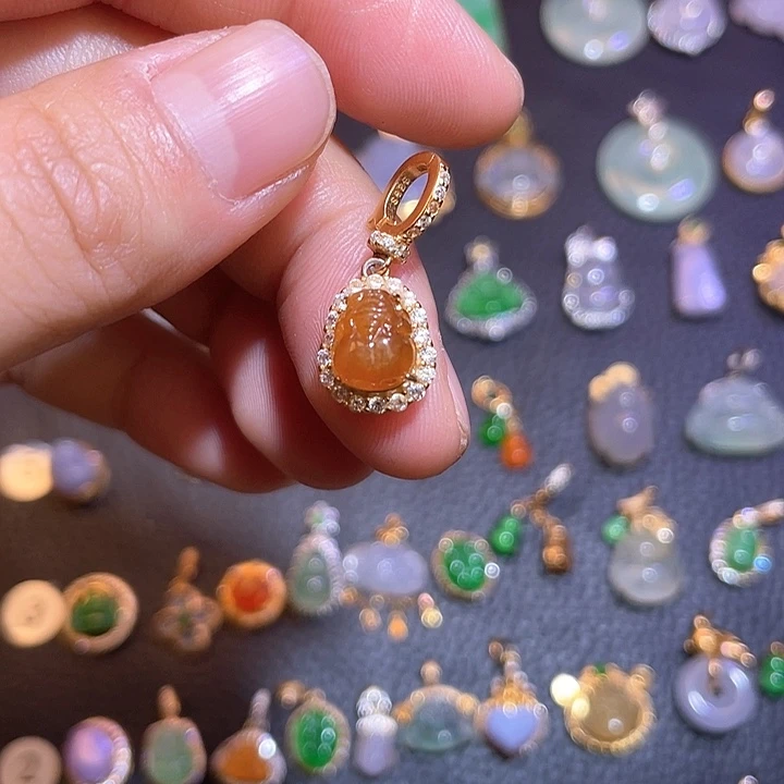 翡翠银S925镶嵌吊坠(不含链)天然翡翠