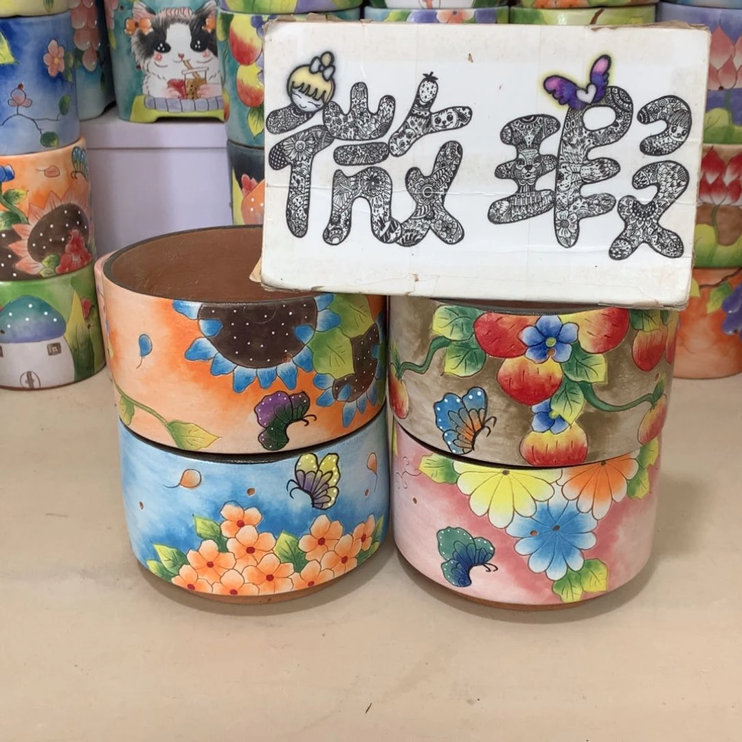 瑕疵花盆，手绘花盆