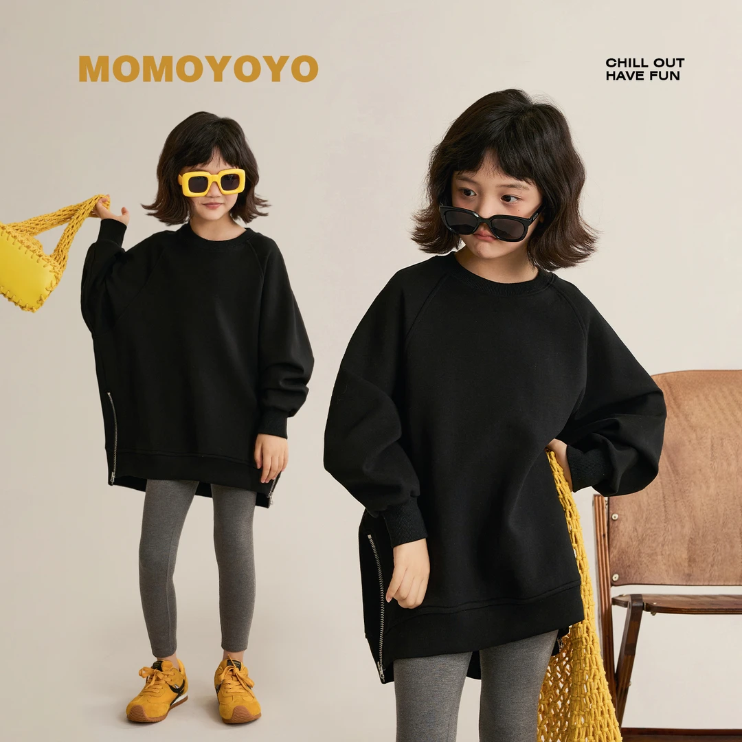 【遗憾】女童秋装莱赛尔中长款卫衣亲子装儿童宽松上衣8492D