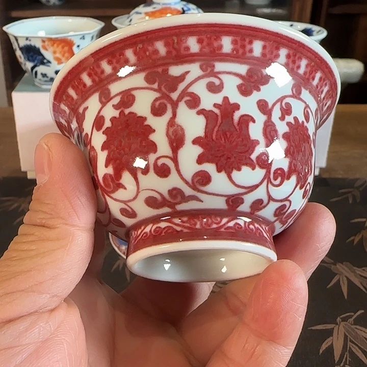 陶景德镇釉里红压手杯