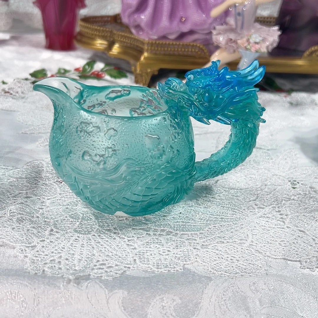 陶瓷QAA332冰蓝色龙纹公道杯