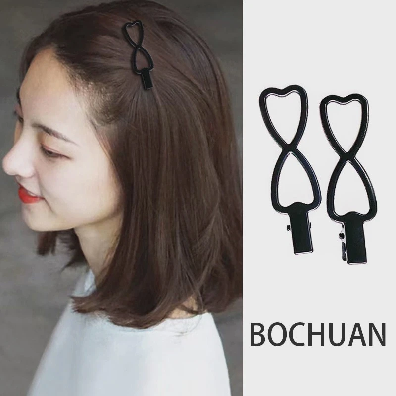 2个黑色简约发夹女网红刘海侧边碎发发卡夹子头饰金属鸭嘴盘发器
