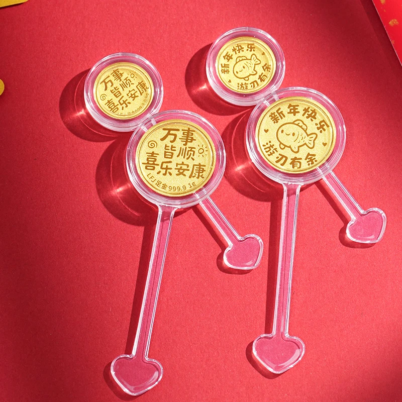 领丰金实心足金9999新年快乐金币送礼物投资金收藏纯黄金卡通摆件