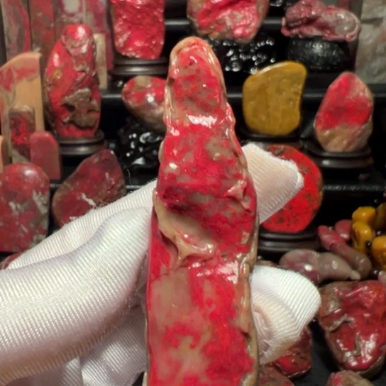 昌化鸡血石原石手把