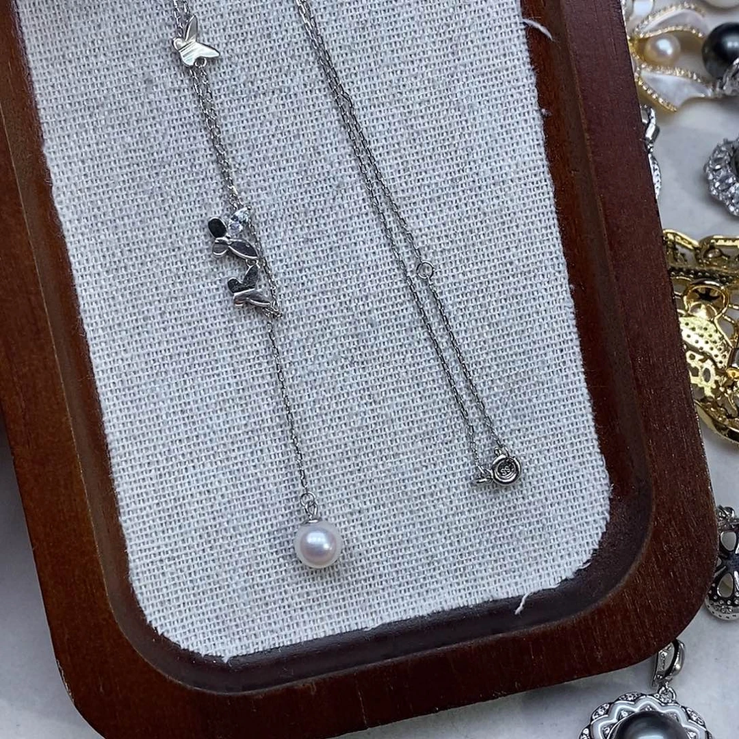 银S925镶嵌海水珍珠套链