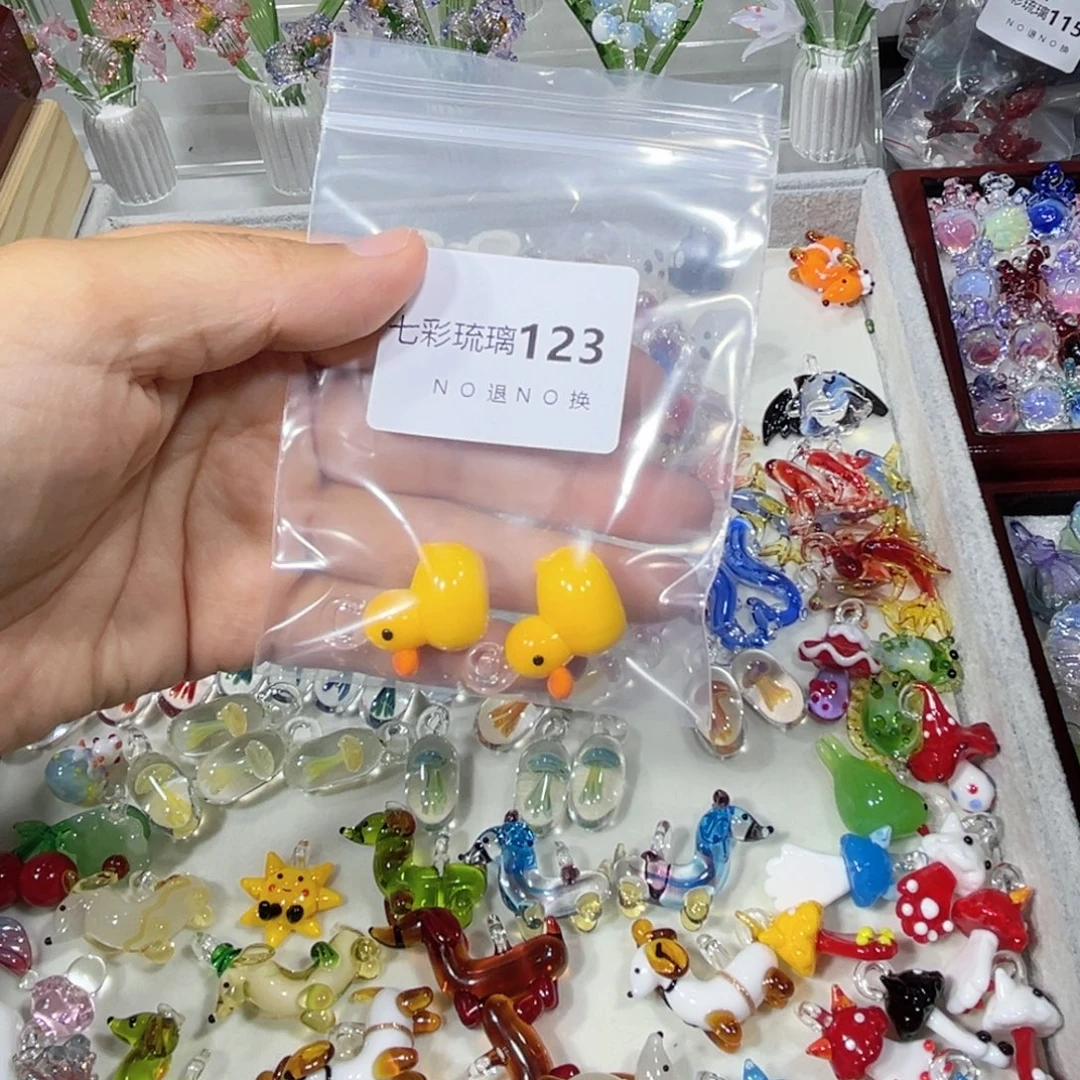 吊坠(不含链)琉璃123鸭子一对