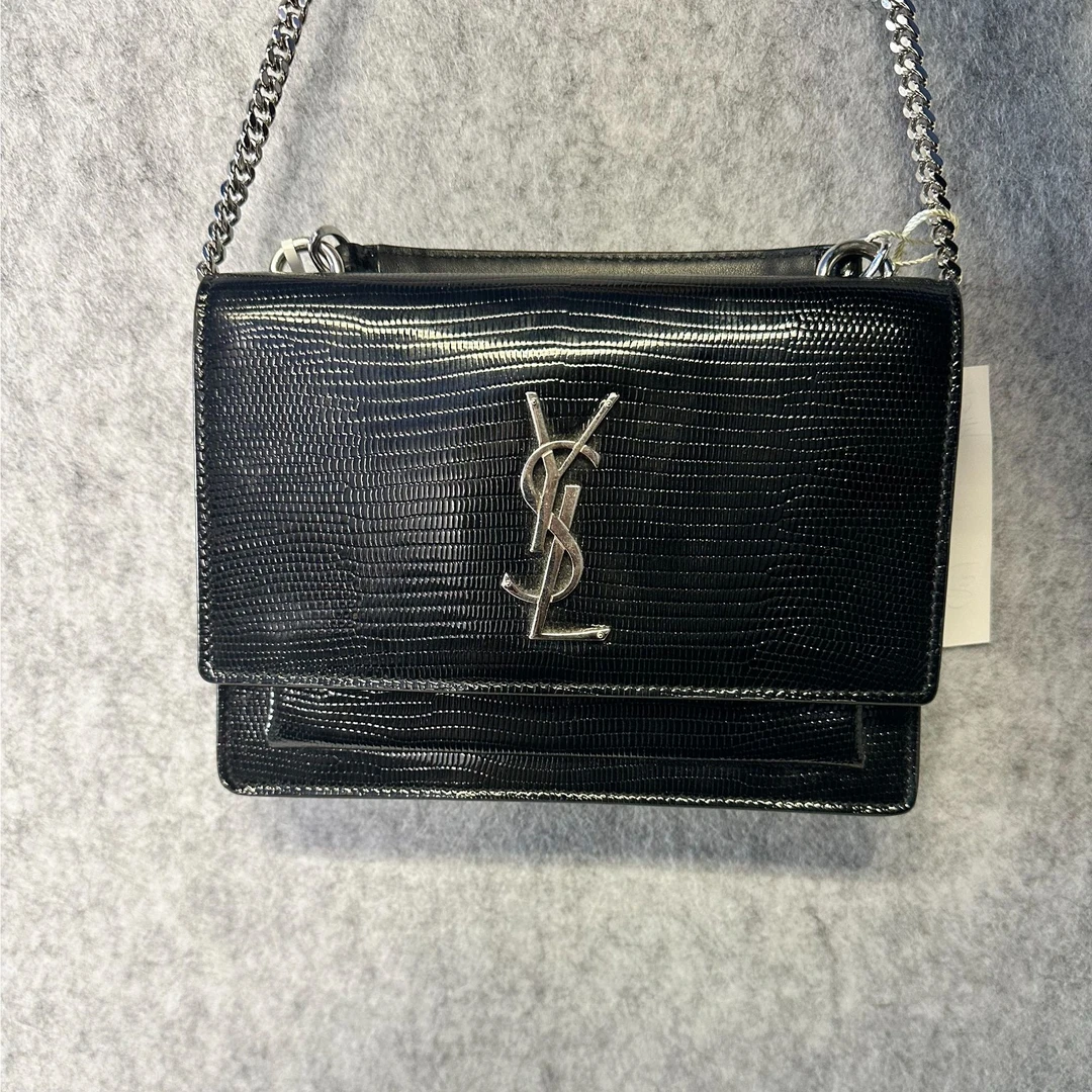 99新 YSL/圣罗兰 黑银日落蜥蜴纹小号/单肩包/D店