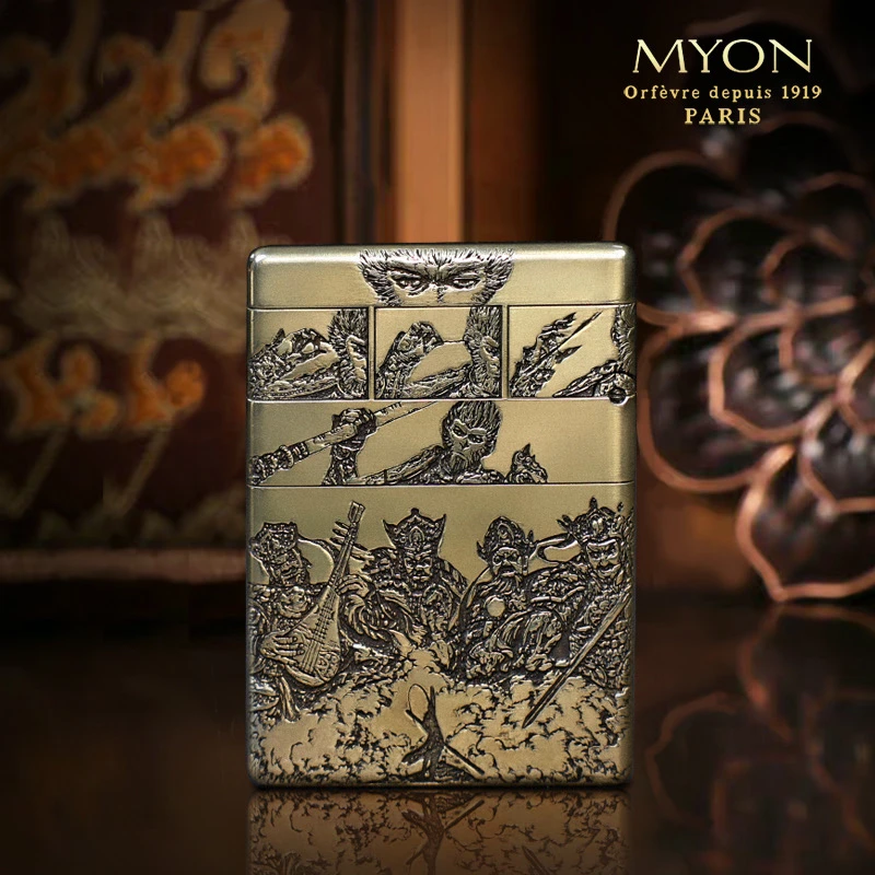 MYON厂长，悟空集锦图，回家，五鬼运财浮雕原铜一机一码勉牌打火机