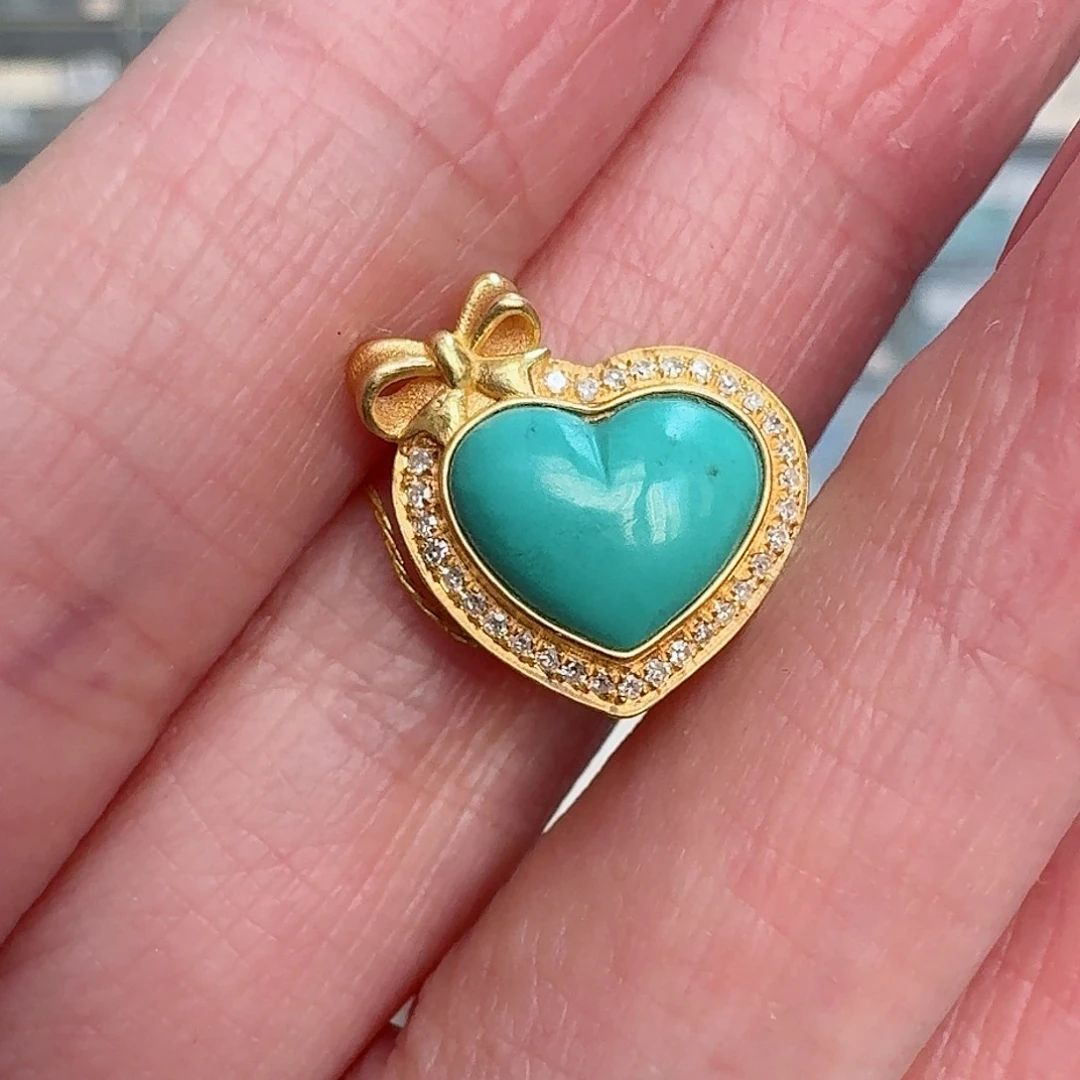 绿松石珠宝奇石18K金镶嵌