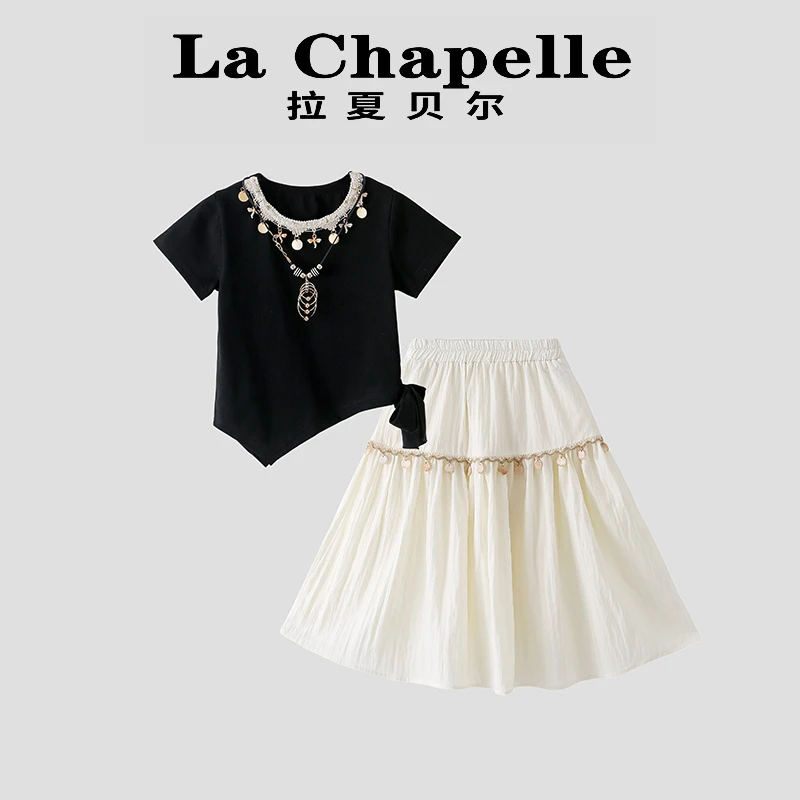 La Chapelle【拉夏贝尔】夏季时尚新款儿童T恤半身裙套装LD714