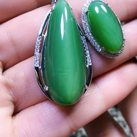 和田玉银S925镶嵌戒指