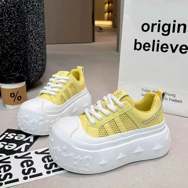 【红】大头系带厚底松糕贝壳头小白鞋休闲鞋溶解鞋德训鞋小个子女鞋