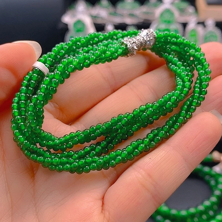 翡翠未镶嵌耳饰天然A货翡翠珠链麻花