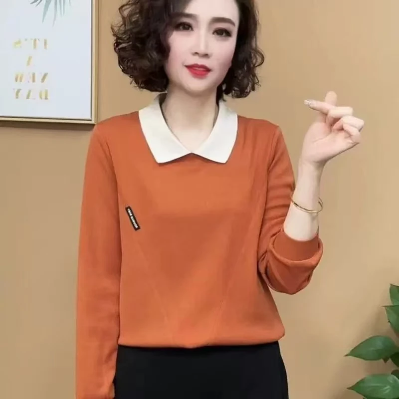 B603#秋季POLO领显瘦气质卫衣式打底衫（XL~6XL 90~160斤）