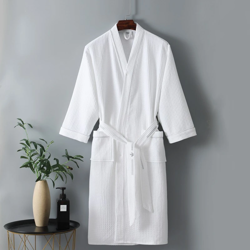 纯棉浴袍男款情侣睡袍男士秋冬保暖华夫格成人吸水不掉毛洗澡家用
