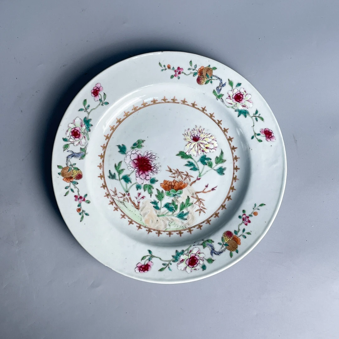 清乾隆 粉彩花卉纹赏盘-M25G7002F39