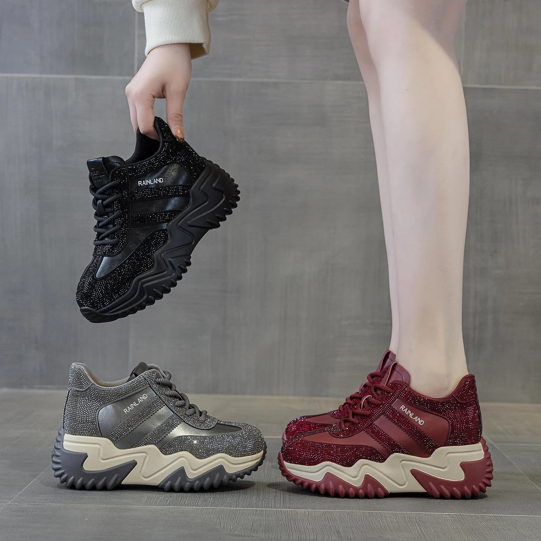 6976工厂直销现货休闲运动鞋女2024年春秋季新款厚底增高老爹鞋