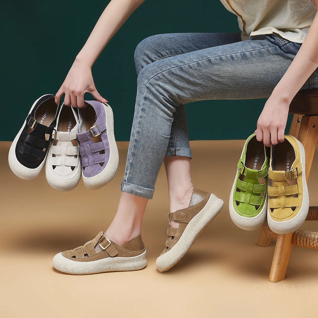 ｜星垂野阔｜560真皮女鞋2025夏季新款软牛皮轻便镂空不累脚女鞋