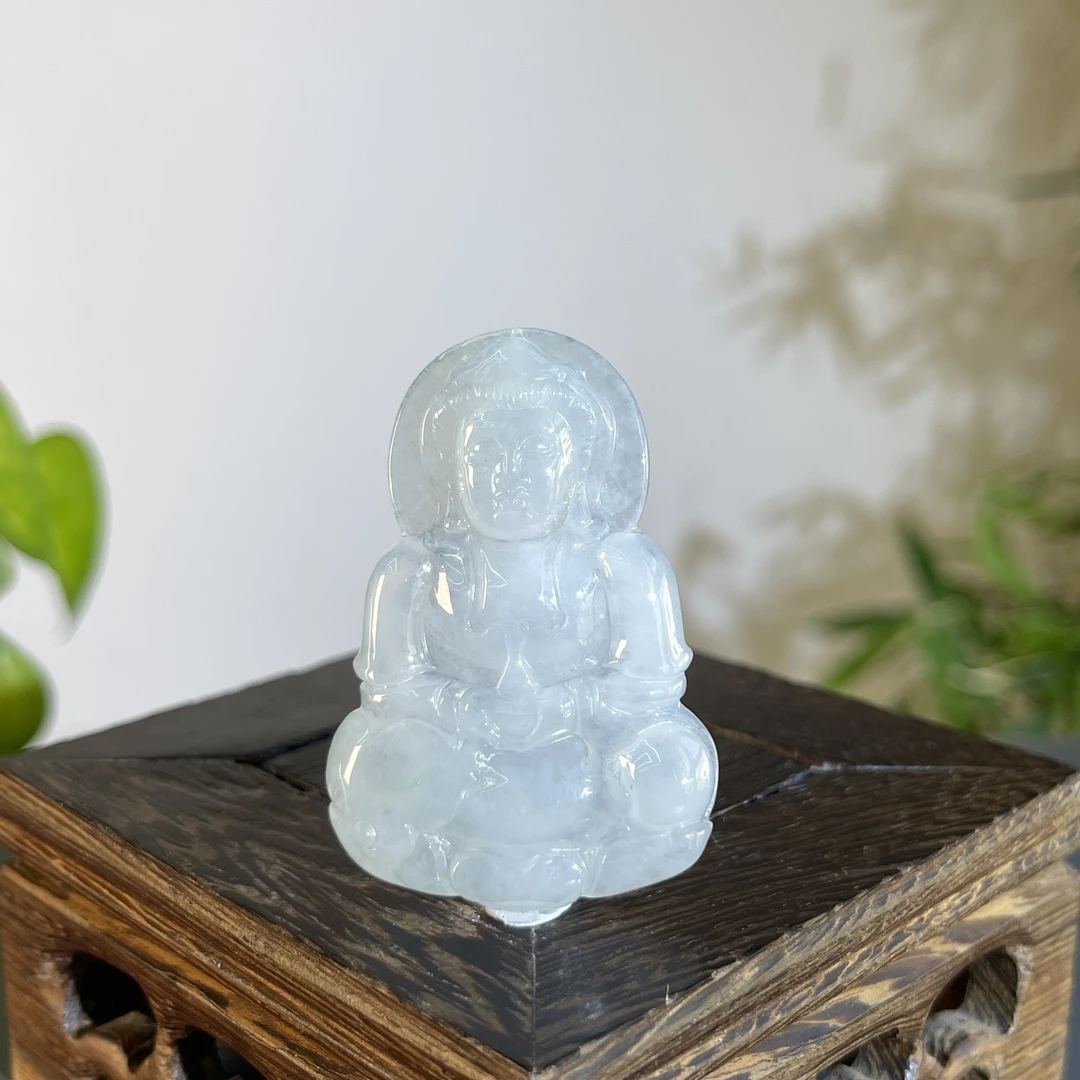 JXA21-54 天然翡翠缅甸A货 正装观音