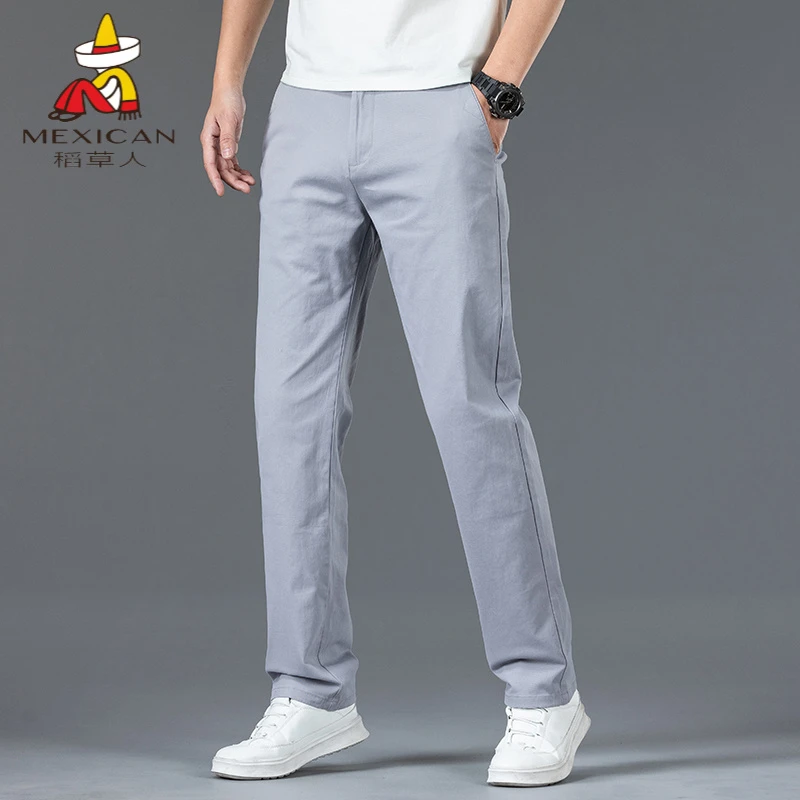 稻草人夏季休闲裤男士宽松直筒弹力长裤潮流百搭商务中青年长裤