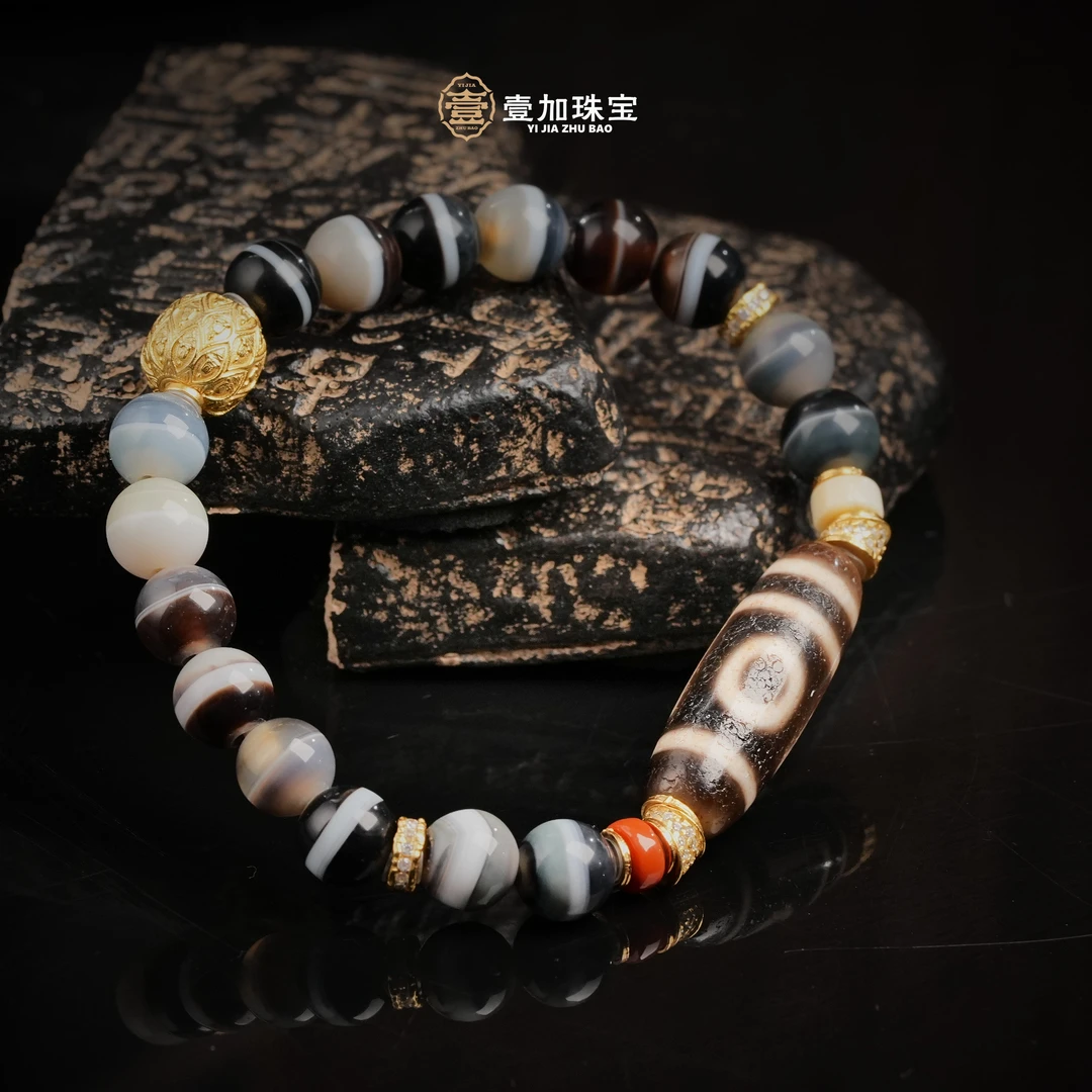 壹加师姐|手工设计药师地门二玛瑙多宝手串多样性发一2862q