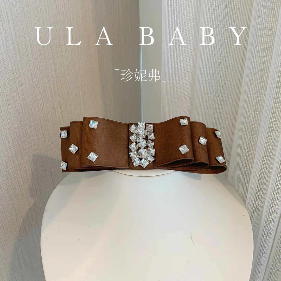 【喜儿ula】8-27-3「珍妮弗」气质宽版多层蝴蝶结气质镶嵌弹簧夹