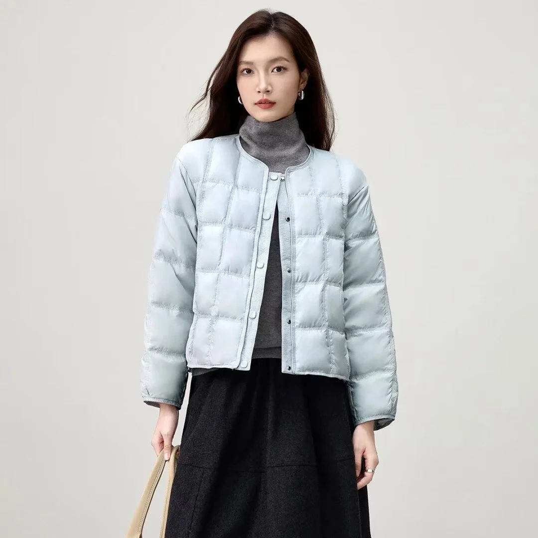 潮流短款女纯色撞色拼接灯芯绒圆领女款保暖