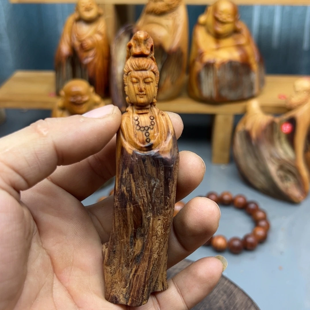 双***石木崖柏木摆件手把件