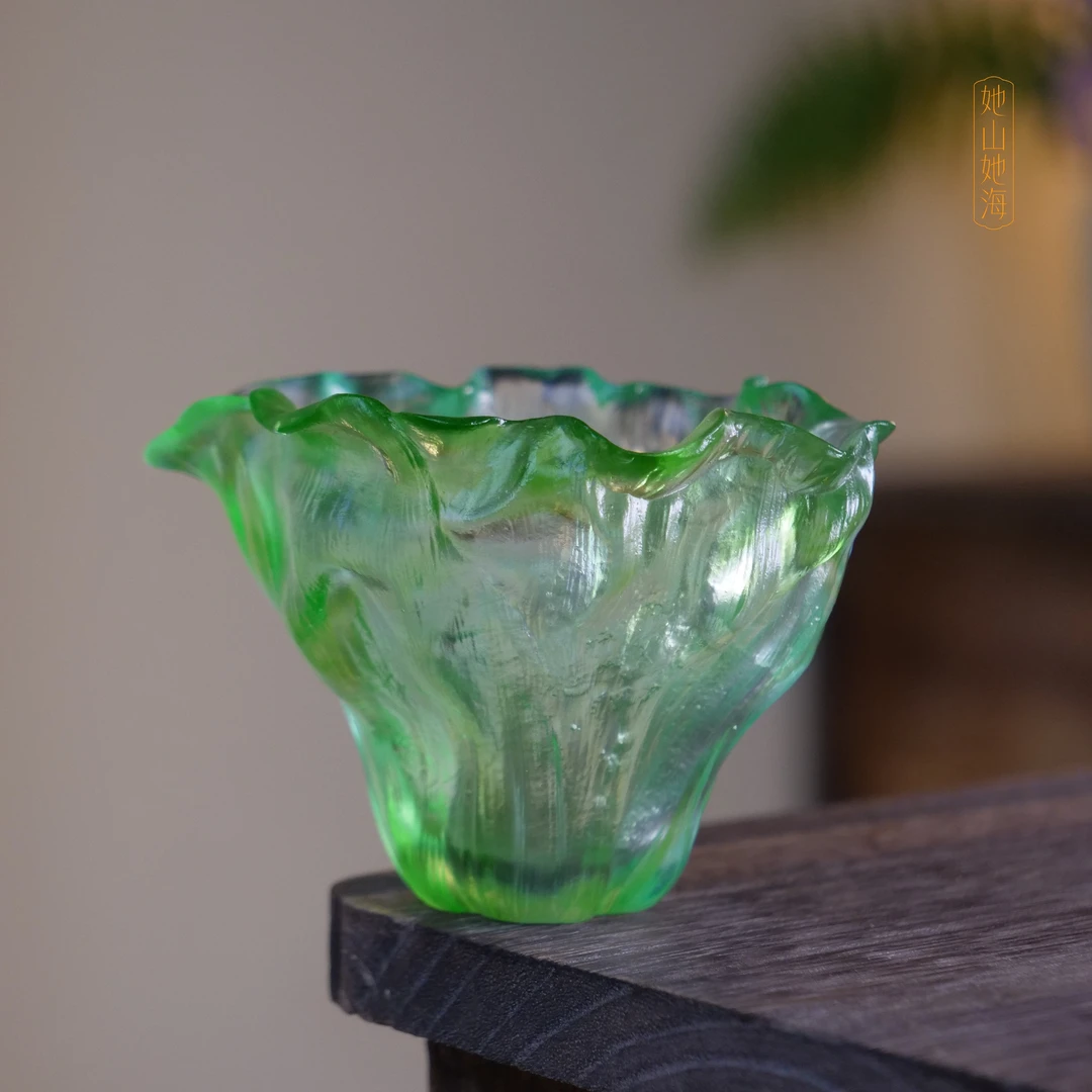 她山她海【翡翠绿手工琉璃公杯】琉璃茶海分茶器