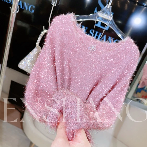 桃夭」羽毛纱！绝美梦幻超舒服桃心领显瘦时髦新款毛衣针织衫