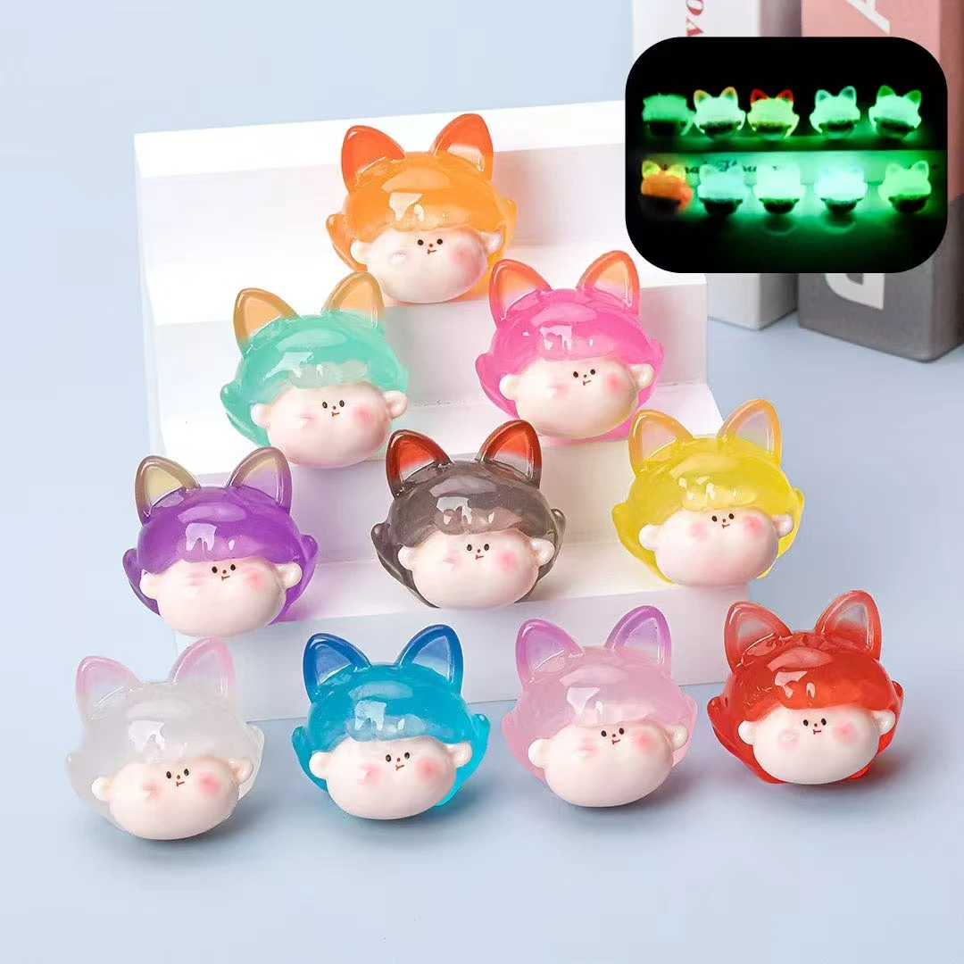 【九宫格 】夜光小猫头莉莉丝树脂DIY配件摆件挂件