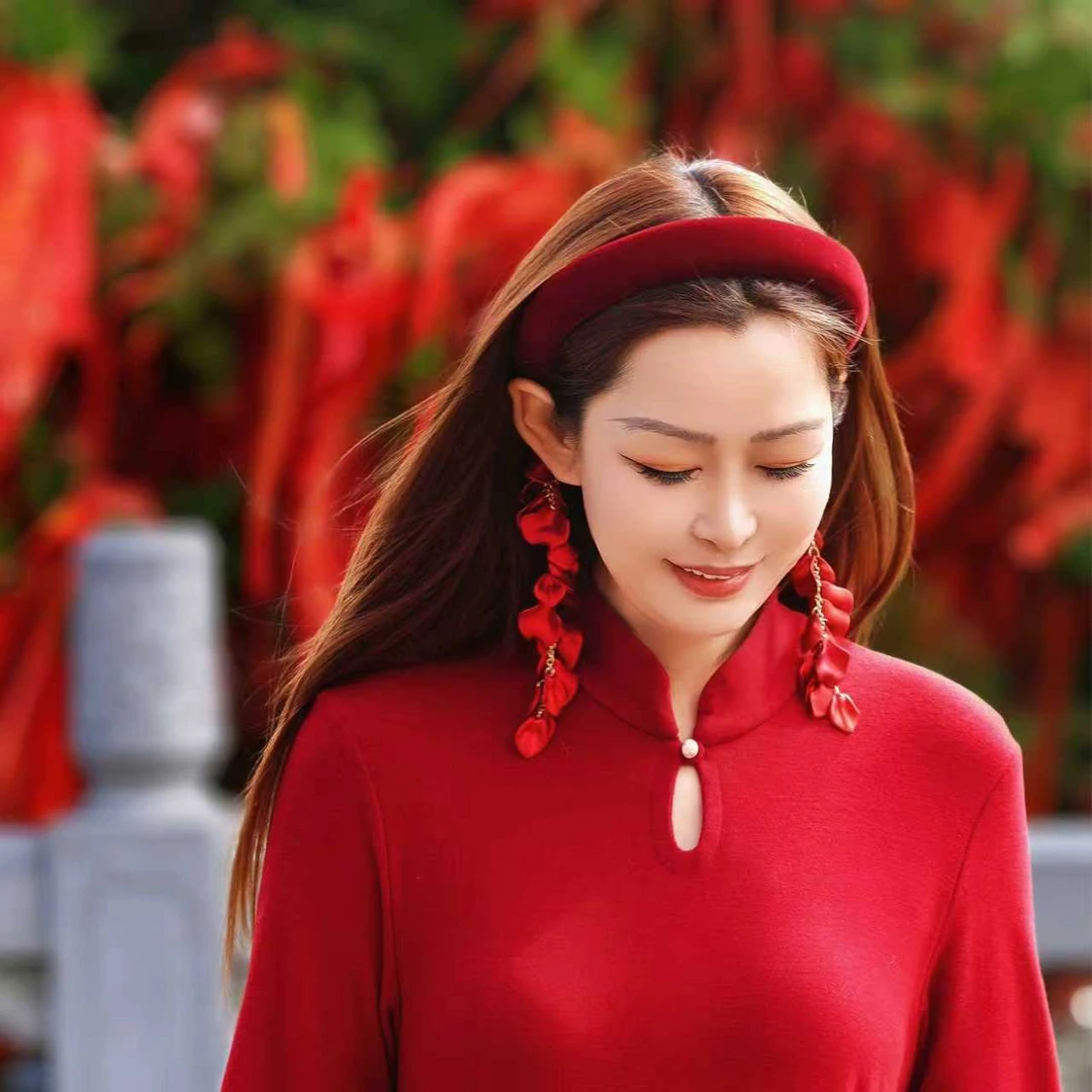 【董艺旅行穿搭】红霞飞·高颅顶发箍可拆卸长流苏新年拍照发饰