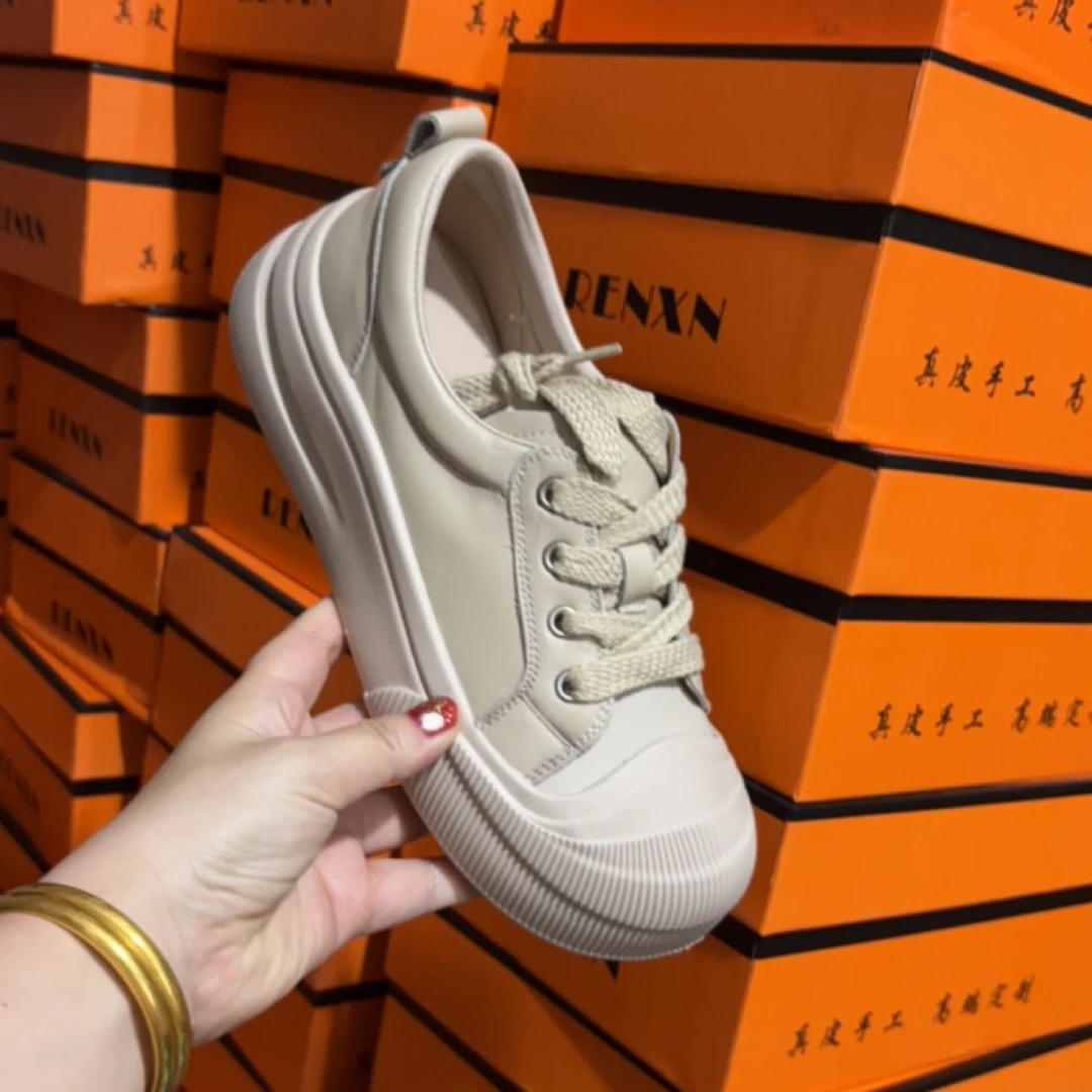 9928头层牛皮复古百搭开口笑板鞋