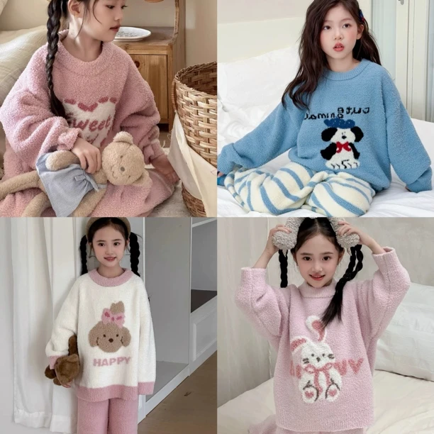 W童品，（现货）<7128编码>2025年新款冬款半边绒睡衣套装